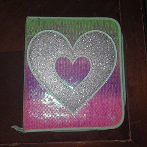Justice sequin heart binder